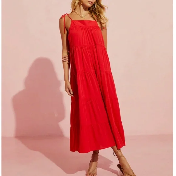 Aberdeen Shoulder Tie Tiered Maxi Dress - Vici - Picture 1 of 4